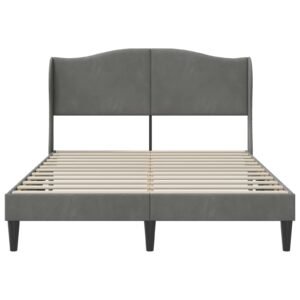 Bed Frame with Headboard Dark Grey 152 x 203 cm Velvet