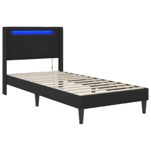 Bed Frame with LED Strip Lights Black 90 x 190 cm Faux Leather