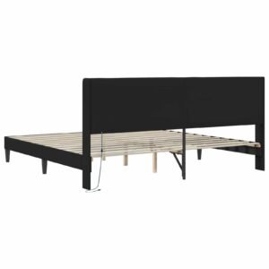 Bed Frame with LED Strip Lights Black 180 x 200 cm Faux Leather