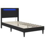 Bed Frame with LED Strip Lights Black 107 x 203 cm Faux Leather