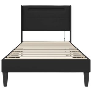 Bed Frame with LED Strip Lights Black 107 x 203 cm Faux Leather