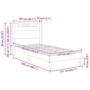 Bed Frame with LED Strip Lights Black 107 x 203 cm Faux Leather