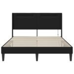 Bed Frame with LED Strip Lights Black 153 x 203 cm Faux Leather