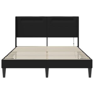 Bed Frame with LED Strip Lights Black 153 x 203 cm Faux Leather