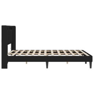 Bed Frame with LED Strip Lights Black 153 x 203 cm Faux Leather