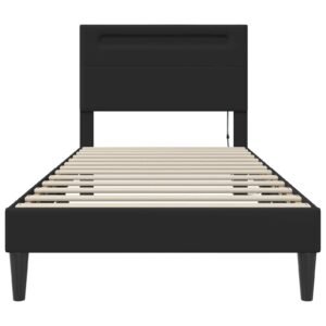 Bed Frame with LED Strip Lights Black 90 x 190 cm Faux Leather