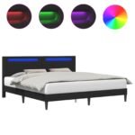 Bed Frame with LED Strip Lights Black 180 x 200 cm Faux Leather