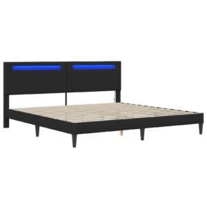Bed Frame with LED Strip Lights Black 180 x 200 cm Faux Leather