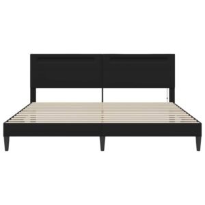 Bed Frame with LED Strip Lights Black 180 x 200 cm Faux Leather
