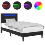 Bed Frame with LED Strip Lights Black 107 x 203 cm Faux Leather