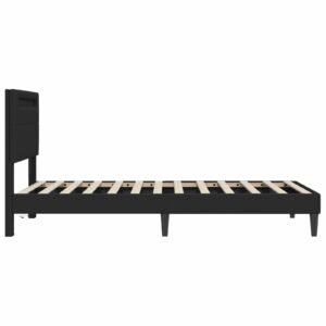 Bed Frame with LED Strip Lights Black 107 x 203 cm Faux Leather
