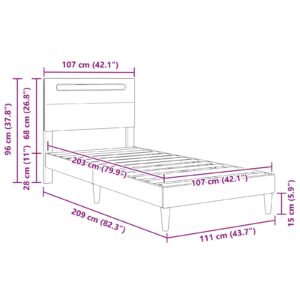 Bed Frame with LED Strip Lights Black 107 x 203 cm Faux Leather