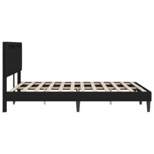 Bed Frame with LED Strip Lights Black 137 x 190 cm Faux Leather