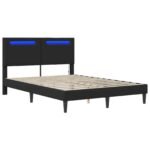Bed Frame with LED Strip Lights Black 153 x 203 cm Faux Leather