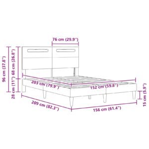 Bed Frame with LED Strip Lights Black 153 x 203 cm Faux Leather