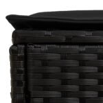 Garden Footstool with Pillow Black 80 x 38 x 45 cm PE Rattan