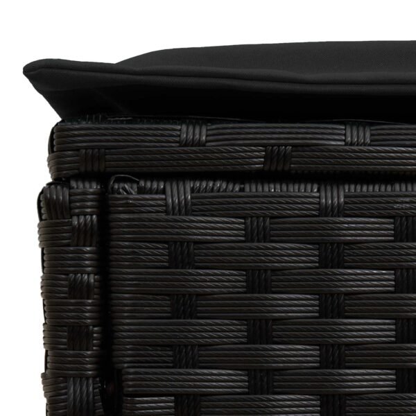 Garden Footstool with Pillow Black 80 x 38 x 45 cm PE Rattan