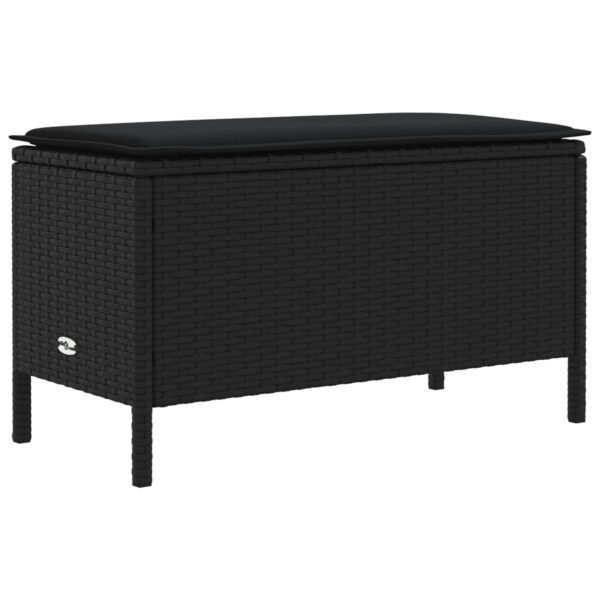 Garden Footstool with Pillow Black 80 x 38 x 45 cm PE Rattan