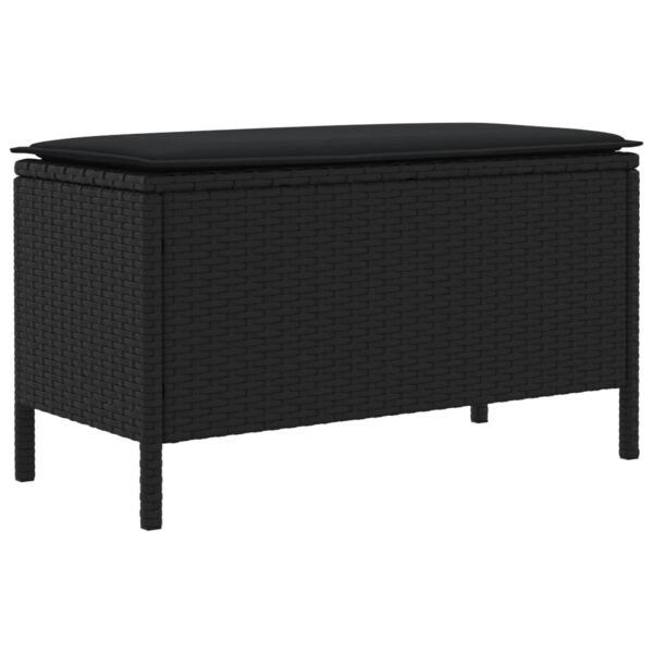 Garden Footstool with Pillow Black 80 x 38 x 45 cm PE Rattan