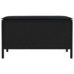 Garden Footstool with Pillow Black 80 x 38 x 45 cm PE Rattan