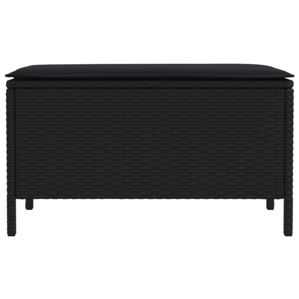 Garden Footstool with Pillow Black 80 x 38 x 45 cm PE Rattan
