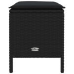 Garden Footstool with Pillow Black 80 x 38 x 45 cm PE Rattan