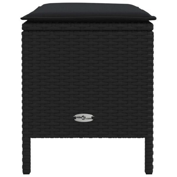 Garden Footstool with Pillow Black 80 x 38 x 45 cm PE Rattan