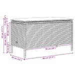 Garden Footstool with Pillow Black 80 x 38 x 45 cm PE Rattan