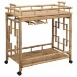 Wine Trolley with Wheels Natural 85 x 50 x 93 cm Bamboo