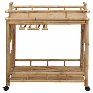 Wine Trolley with Wheels Natural 85 x 50 x 93 cm Bamboo