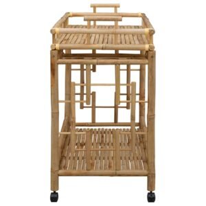 Wine Trolley with Wheels Natural 85 x 50 x 93 cm Bamboo