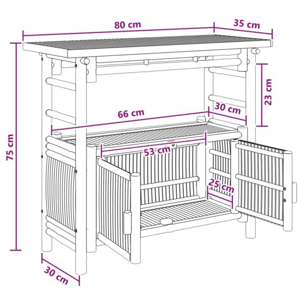 Console Table with Shelf Natural 80 x 35 x 75 cm Bamboo
