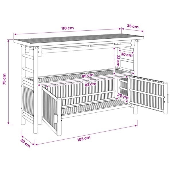 Console Table with Shelf Natural 110 x 35 x 75 cm Bamboo