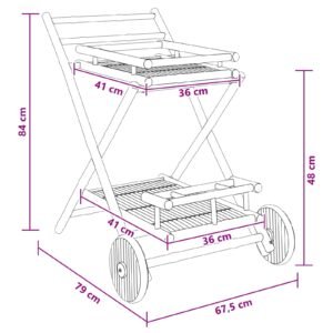 Tea Trolley with wheels Natural 79 x 67.5 x 84 cm Bamboo