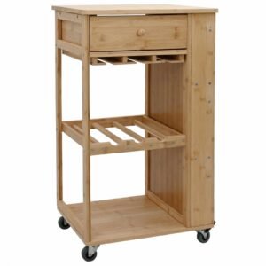 Kitchen Trolley with Wheels Natural 47.5 x 36 x 83 cm Bamboo