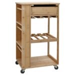 Kitchen Trolley with Wheels Natural 47.5 x 36 x 83 cm Bamboo
