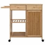 Kitchen Trolley with Wheels Natural 90.5 x 36 x 86.5 cm Bamboo