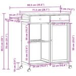 Kitchen Trolley with Wheels Natural 90.5 x 36 x 86.5 cm Bamboo