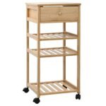 Kitchen Trolley with Wheels Natural 37 x 36 x 80 cm Bamboo