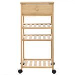 Kitchen Trolley with Wheels Natural 37 x 36 x 80 cm Bamboo