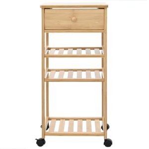 Kitchen Trolley with Wheels Natural 37 x 36 x 80 cm Bamboo