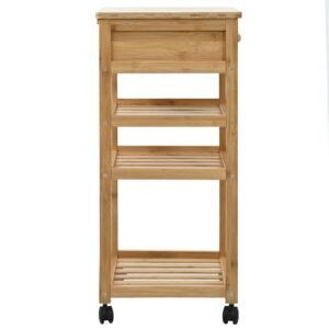 Kitchen Trolley with Wheels Natural 37 x 36 x 80 cm Bamboo