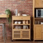 Kitchen Trolley with Wheels Natural 59.5 x 36 x 82 cm Bamboo