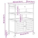 Kitchen Trolley with Wheels Natural 59.5 x 36 x 82 cm Bamboo