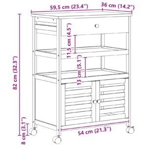 Kitchen Trolley with Wheels Natural 59.5 x 36 x 82 cm Bamboo