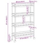 Kitchen Trolley with Wheels Natural 60 x 18 x 97 cm Bamboo