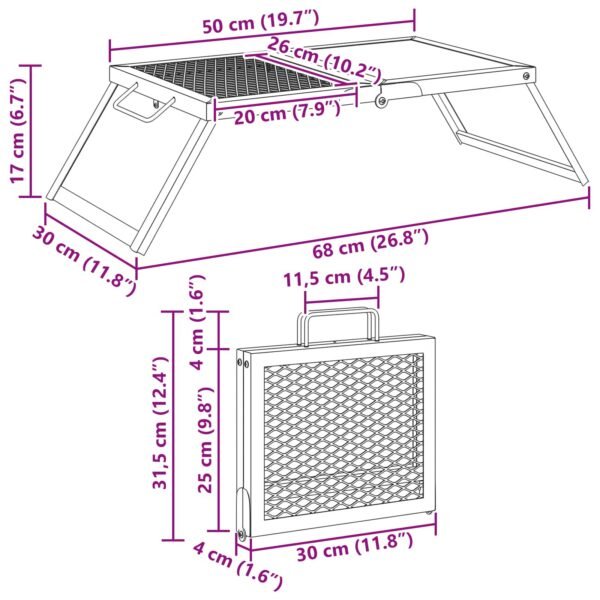 Foldable Camping Grill Black 31.5 x 26.5 x 4 cm Alloy Steel