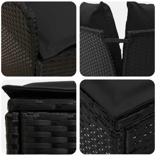 Furniture Sets with Pillow 7 pcs Black PE Rattan