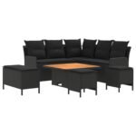 Furniture Sets with Pillow 7 pcs Black PE Rattan