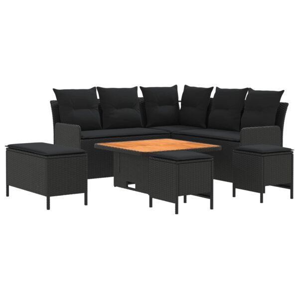 Furniture Sets with Pillow 7 pcs Black PE Rattan